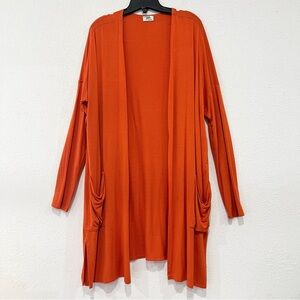 Gameday Gal Womens Long Flowy Lightweight Orange Open Cardigan Size Large